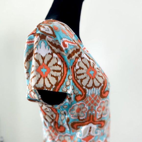 Paisley Crossover Faux Small Wrap Midi Dress Blue Jones New York Signature - Picture 10 of 13